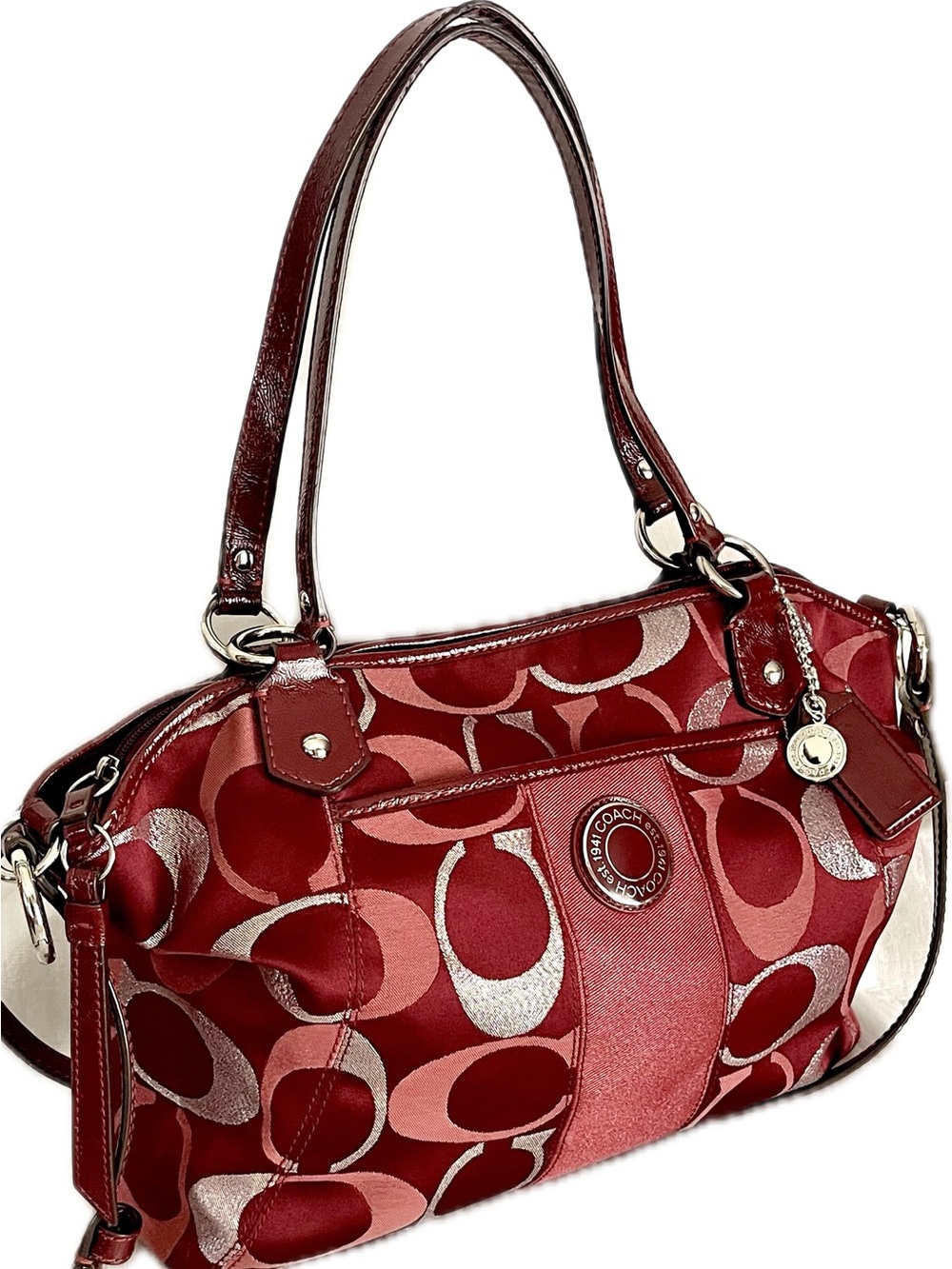 Coach Signature Jacquard Metallic C’s Shoulder/Crossbody Bag w/Snap Head Charm